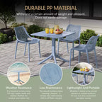 Ensemble table de salle à manger d'extérieur WestinTrends Playa Modern 5 pièces en résine avec chaises empilables
