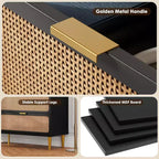 Commode en rotin pour la chambre, meubles à tiroirs grande capacité pour le rangement, adaptés au salon, à l'entrée et à la chambre d'enfant.