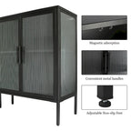 Meuble élégant à 4 portes en verre trempé, 4 portes en verre, étagère réglable