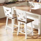 Lot de 4 tabourets de bar pivotants Costway 24" avec dossier, large assise et repose-pieds pour îlot de cuisine