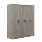 Armoire 4 portes en bois avec tringle, 1 tiroir et étagères de rangement