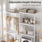 Étagère au-dessus du Lave-linge, Étagère de Rangement pour Sèche-linge à 5 Niveaux avec Hauteur Réglable, Étagère de Salle de Bain, Rangement Gain de Place pour Salle de Bain, Buanderie