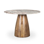 Table à manger ronde Allyson marron moyen avec piédestal en marbre rose - 42.0L x 42.0P x 30.0H
