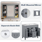 Meuble-lavabo moderne de 36 po avec vasque et armoire à miroir, 2 portes et 2 tiroirs