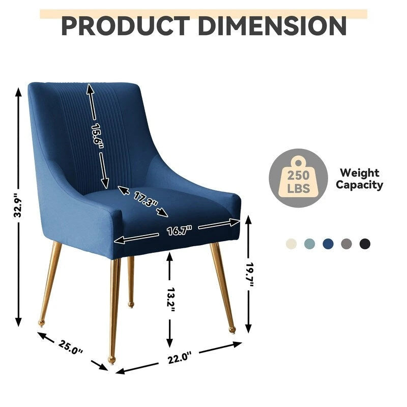 SEYNAR Lot de 8 chaises de salle à manger modernes en velours glamour, chaise de coiffeuse capitonnée pour salon (sans table)