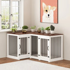 Grand meuble de caisse d'angle pour 2 chiens, cage pour chien en forme de L - 58,7X41,1