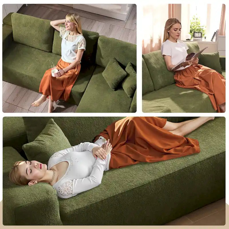 Canapé méridienne moderne rembourré avec coussins pour salon