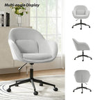 Chaise de bureau Victoria à dossier courbé pivotante avec roulettes et base en métal par HULALA HOME