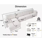 Canapé d'angle modulaire en velours côtelé Dyonery avec housses lavables