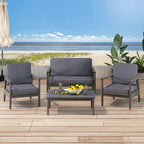 Ensemble de conversation d'extérieur 4 places en bois d'acacia Willowbrook par Christopher Knight Home