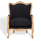 Fauteuil à oreilles Safavieh Couture Kali en chêne et lin naturel - 34 larg. x 34 prof. x 40 haut.