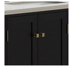 Meuble sous-vasque de salle de bain de 91 cm avec lavabo en céramique, meuble de rangement de salle de bain avec 2 portes et 3 tiroirs, 2 portes