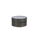 Ensemble de canapé modulaire d'extérieur semi-circulaire 11 pièces avec table basse en verre trempé et 4 tables d'appoint