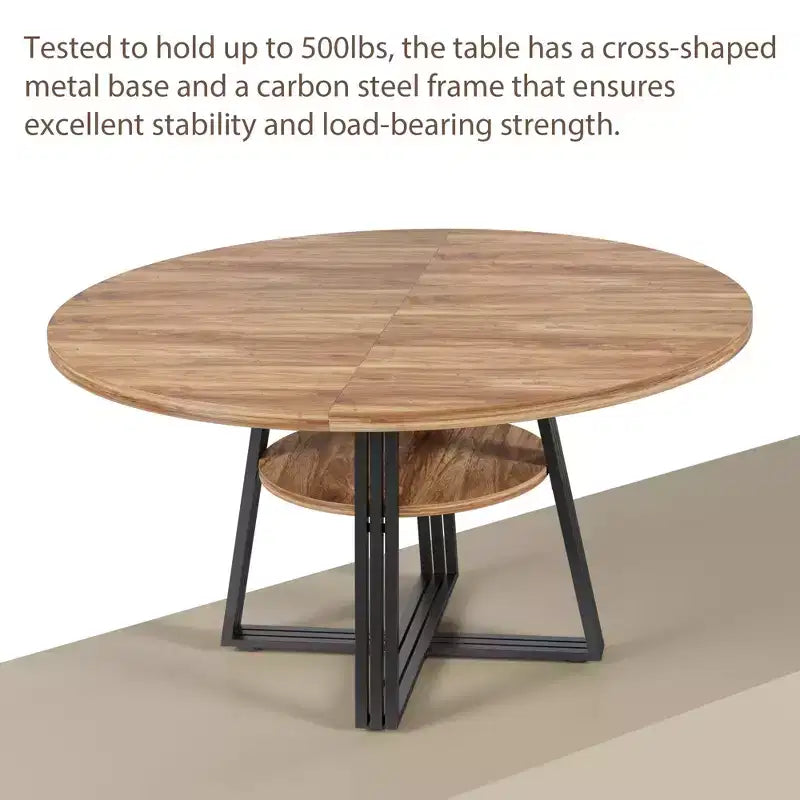 Table de salle à manger ronde de 47 po pour 4 personnes, table ronde à pied central pour cuisine et salle à manger, meuble de cuisine et de salle à manger en bois peu encombrant