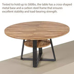 Table de salle à manger ronde de 47 po pour 4 personnes, table ronde à pied central pour cuisine et salle à manger, meuble de cuisine et de salle à manger en bois peu encombrant