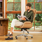 Fauteuil de bureau pivotant réglable en similicuir Glitzhome Mid-century 48 pouces
