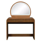 Table de toilette avec grand miroir et écran tactile, coiffeuse avec grand tiroir et coins arrondis, pour chambre à coucher