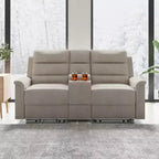 Canapé inclinable 2 places en tissu technique beige/gris, dossier et repose-pieds réglables