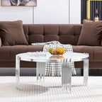 Table basse ronde en verre trempé à 3 niveaux avec plateau rotatif à 360 degrés