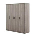 Armoire 4 portes en bois avec tringle, 1 tiroir et étagères de rangement