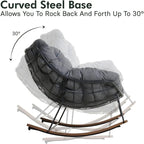 Fauteuil à bascule géant de patio, Chaise œuf Freestyle intérieure-extérieure avec coussin Rembourré Fauteuil de salon moderne pour jardin, cour arrière