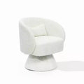 Fauteuil club pivotant rembourré crème avec piètement en bois crème, blanc cassé