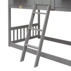 Lit mezzanine cabane de taille double, lit mezzanine cabane en bois avec échelle et barrières de sécurité pour enfants