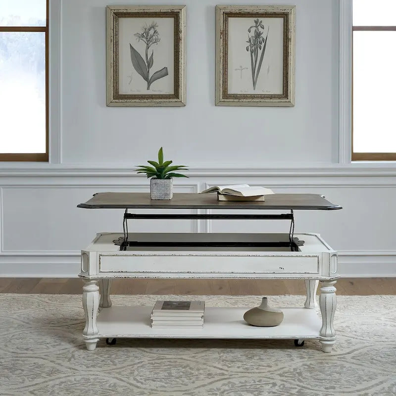 Table basse relevable Magnolia Manor Blanc Antique