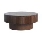 Table basse/de salon ronde moderne plaquée en bois massif avec rangement