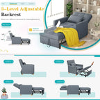 AECOJOY Fauteuil Convertible 3-en-1 avec Oreiller et Dossier Réglable