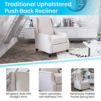 Fauteuil inclinable avec pochette arrière et garniture de clous décoratifs