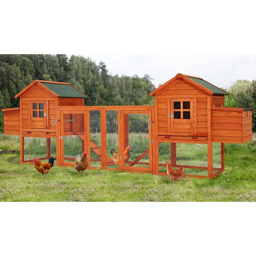 AECOJOY 144 Grand poulailler avec enclos, clapier en bois, cage pour volaille