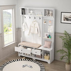 GDFStudio - Meuble d'entrée multifonctionnel Finn avec banc à chaussures, panneau perforé et grand espace de rangement
