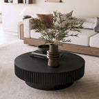 Table basse/de salon ronde moderne plaquée en bois massif avec rangement