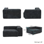 Grand canapé modulaire sectionnel en velours côtelé, en forme de U, 4 places avec 2 poufs et 5 oreillers