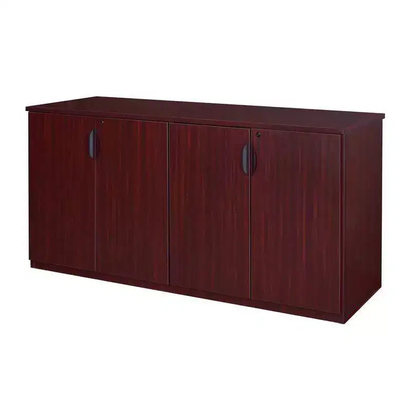 Buffet de rangement de bureau Regency 72 Legacy, acajou : structure en bois, 4 portes, support pour imprimante à 4 étagères