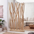 JONATHAN Y Tranquil 39W x 68H Paravent bohème côtier en branches de teck fabriquées à la main, un seul panneau