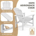 Chaise Adirondack empilable Vrakae de 6 pièces en PEHD résistant aux intempéries pour patio