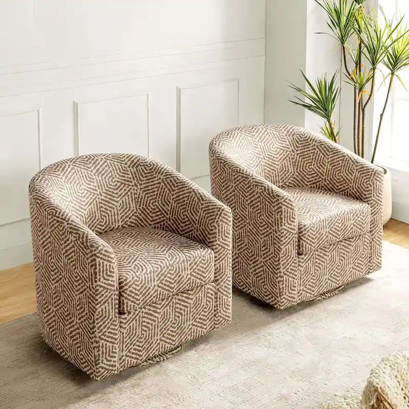 Lot de 2 fauteuils crapauds modernes rembourrés Cuenca avec base pivotante
