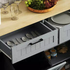 Meuble poubelle coulissant HOMCOM avec tiroirs, meuble de cuisine de style campagnard avec poubelle cachée pour la cuisine