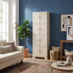 Armoire de rangement haute autoportante blanche 72,4 po – 8 portes et 4 étagères