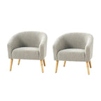 Fauteuil Sheila Modern 30 W Boucle avec pieds en bois massif, lot de 2, par HULALA HOME