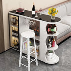 Table de bar contemporaine en pierre à plateau libre avec rangement pour bars à domicile