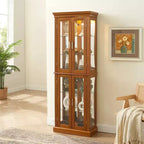 Vitrine, meuble vitrine avec 6 étagères réglables et portes en verre trempé, meuble haut pour salon, chambre à coucher