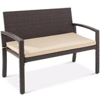 Banc de jardin en osier d'extérieur 2 places Best Choice Products avec coussin, capacité de 317 kg