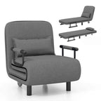 Chaise Longue Pliante Convertible en Lit Canapé avec Dossier Réglable