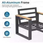 Fauteuil d'extérieur en aluminium Heynemo, 2 pièces, fauteuil simple en métal toutes saisons pour patio, ensemble de conversation pour porche, jardin et arrière-cour