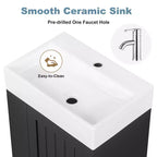 Meuble-lavabo avec évier en céramique, tiroir de rangement en MDF, étagère latérale et poignée dorée