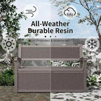 Banc de rangement en résine tout temps avec compartiment caché verrouillable - Aspect rotin, capacité de 227 kg, rangement de 265 litres