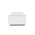 Table basse rectangulaire en verre et miroir avec base surélevée - Argent - Décor Roche River - 71x119x46 cm